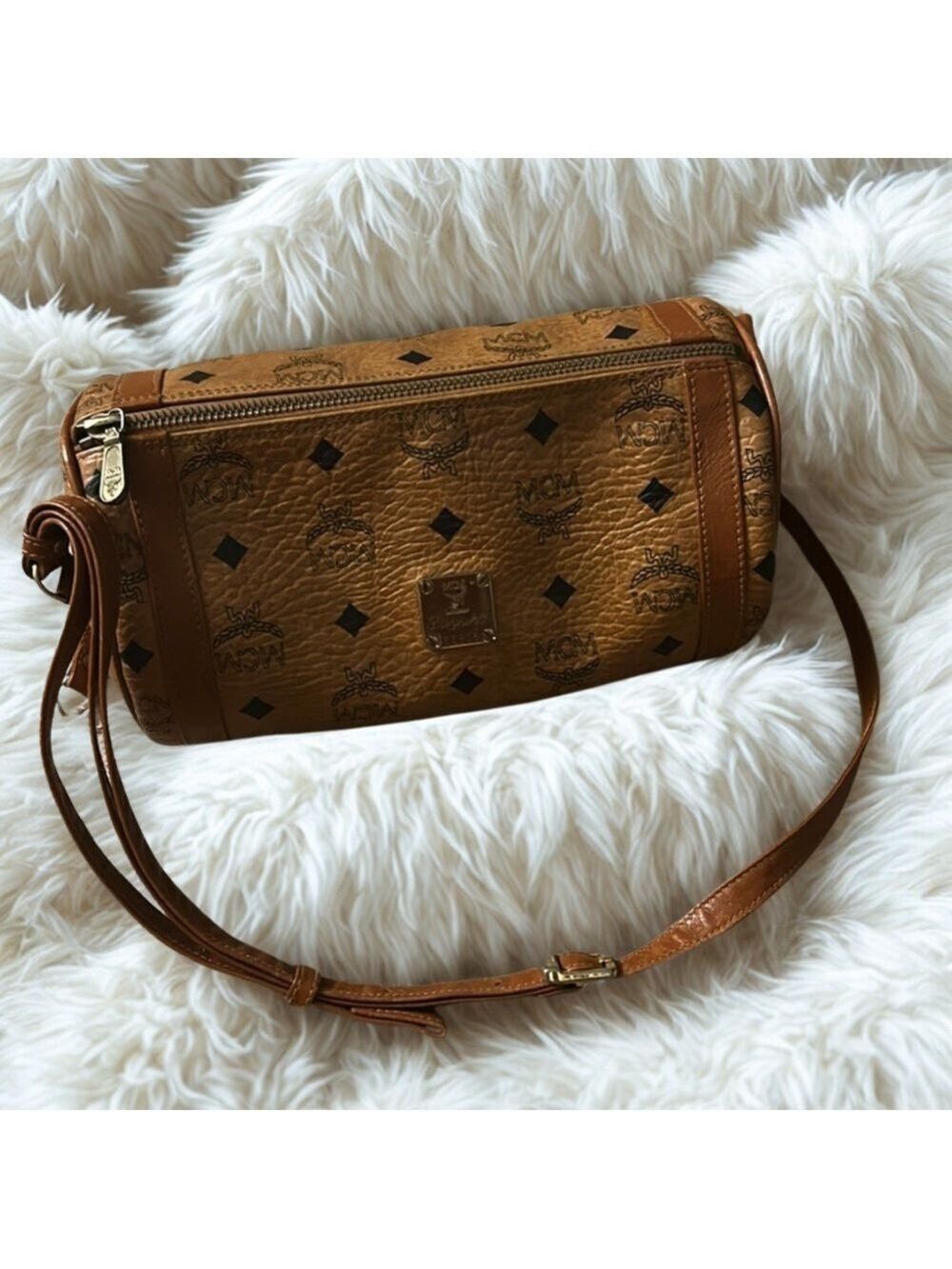MCM Visetos Barrel Crossbody Bag - Picture 1 of 13